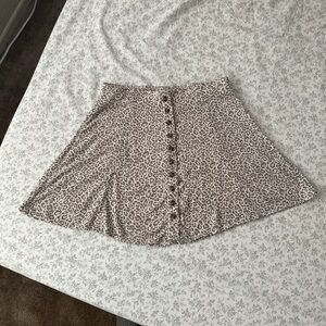American Eagle Outfitters Cream Leopard A-Line Skirt
